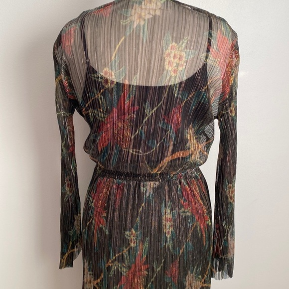 BA&SH Hendrix Metallic Plisse’ Floral Maxi Dress Size 6 - Picture 13 of 16